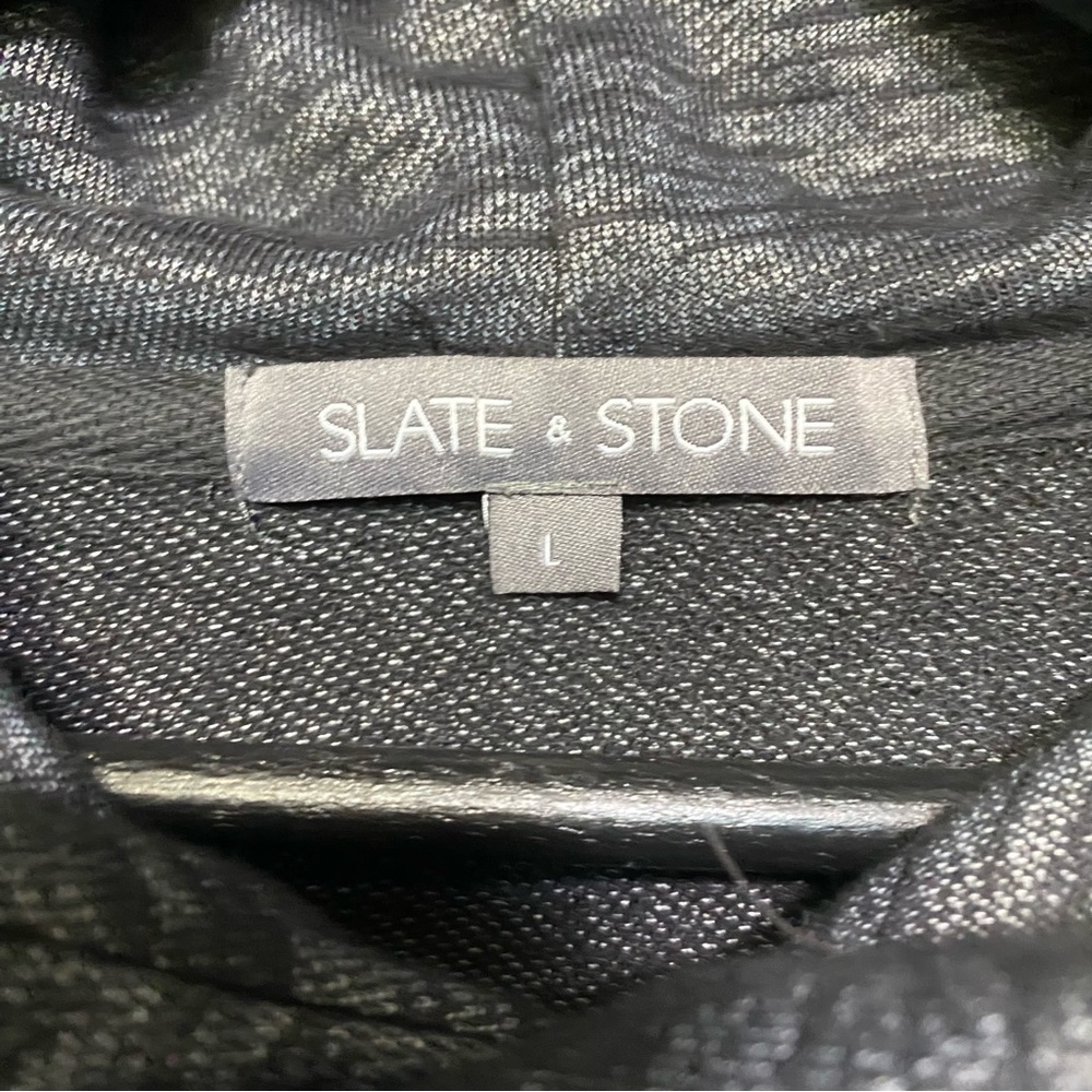 Slate & Stone Black Marl pouched Hoodie Men’s LG - Picture 3 of 4